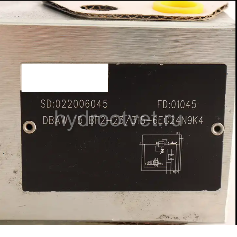 DBAW15BF2-2X/200-6EG24N9K4 - Предохранительный блок насоса Ду16 с давлением настройки до 200 бар, с разгрузкой B = открыт с электроуправлением G24