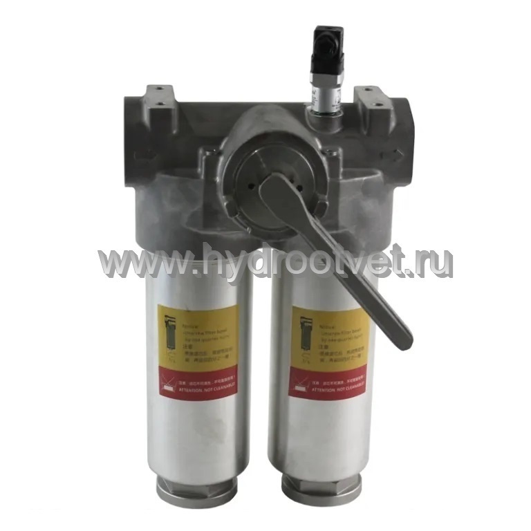 WKDFDKBN/HC60QLC5D1.X/-L24 - Напорный фильтр гидравлический сдвоенный модели DFDK тонкость фильтрации 5 мкм, типоразмер 60, вид присоединения: резьба G3/4, материал корпуса - чугун, рабочее давление до 315 бар, визуально-электрический (лампа с напряжением