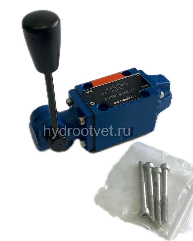 3WMM6A50/F - Гидрораспределитель Ду 6 с ручным управлением, схема A (573), возврат - F = фиксатор