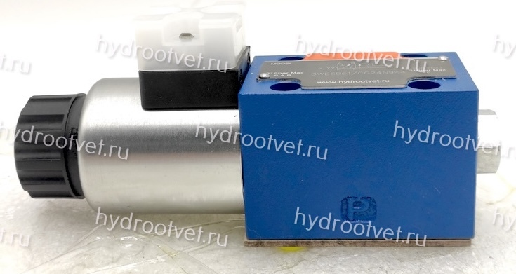 3WE6B61/CG24N9K4 - Гидрораспределитель золотниковый Ду 6 с электроуправлением, схема B (573Е), электроуправление G24, возврат - пружинный