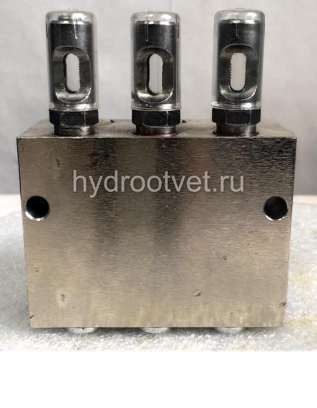 VS-60-1 - Питатель для двухлинейных систем смазки с рабочим давлением 200 бар, количество выходов 1, максимальная доза 14 мл/цикл, с регулятором и индикатором