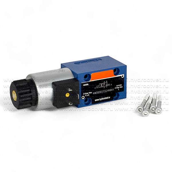 4WE6D61/CG24N9K4 - Гидрораспределитель золотниковый Ду 6 с электроуправлением, схема D (574А), электроуправление G24, возврат - пружинный