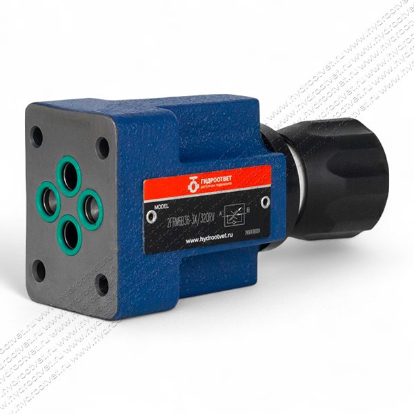 2FRM6B36-3X/32QRV - Регулятор расхода Ду 6 для монтажа на плиту, номинальный расход 32 л/мин, B = без доп. канала (стандарт), обратный клапан - есть