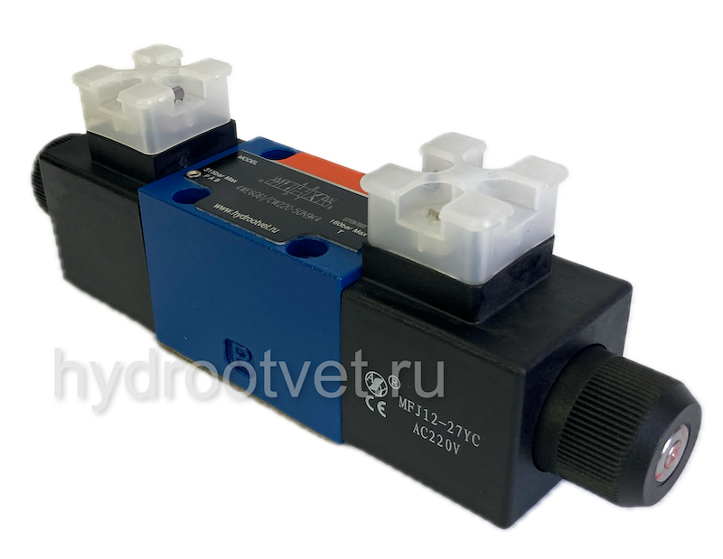 4WE6D61/OFCW220-50N9K4 - Гидрораспределитель золотниковый Ду 6 с электроуправлением, схема D (574А/ОФ), электроуправление W230, возврат - OF = без пружины, с фиксатором