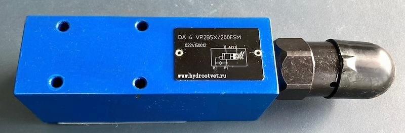 DA6VA2B5X/200FSM - Разгрузочный предохранительный клапан Ду6 с давлением настройки до 200 бар, подключение насоса в канал А
