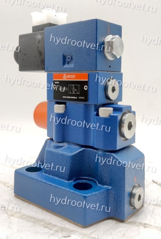 DBW20A2-5X/315YCW220-50N9K4 - Предохранительный клапан Ду25 с давлением настройки до 315 бар, управление - Y - внешний дренаж с разгрузкой A = закрыт с электроуправлением W220