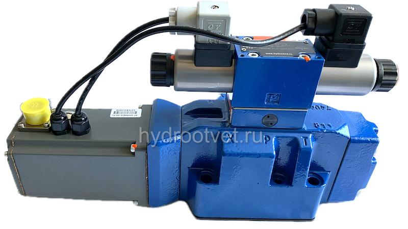 4WRKE16W8-200L-3X/6EG24K31/A1D3M - Пропорциональный распределитель с обратной связью по положению золотника и со встроенным усилителем (OBE), Ду16, A1 = ±10 В, номинальный расход 200 л/мин, схема W8-, каналы управления X и Y - внешние