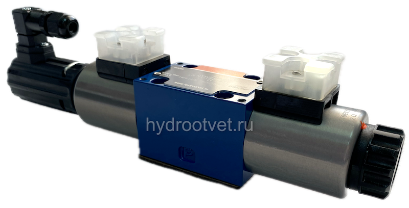 4WRE6E32-2X/G24K4/V - Пропорциональный распределитель с обратной связью по положению золотника без встроенной электроники Ду6, номинальный расход 32 л/мин, схема E