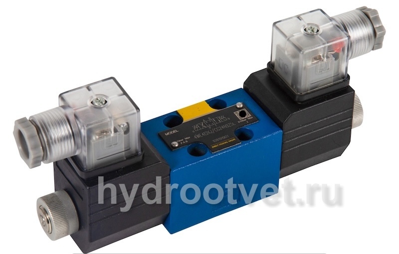 4WE4H2X/CG24N9Z5L - Гидрораспределитель золотниковый Ду 4 (CETOP02) с электроуправлением, схема H (24), электроуправление G24, возврат - пружинный