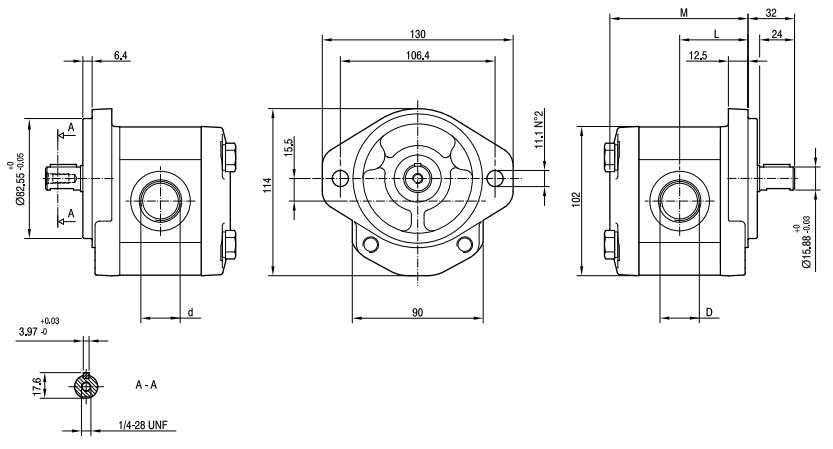 Гидравлические шестерёнчатые насосы серии GHP2-D-13