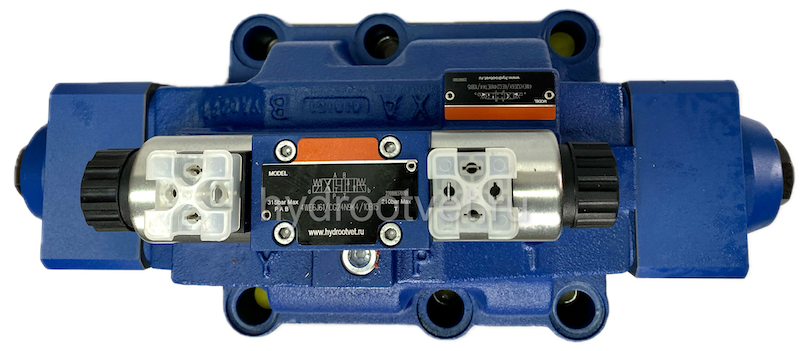 4WEH32E6X/6EG24N9ETK4/B12 - Гидрораспределитель с электроуправлением Ду32 схема E (44), напряжение G24, каналы управления ET - X и Y - внутренние
