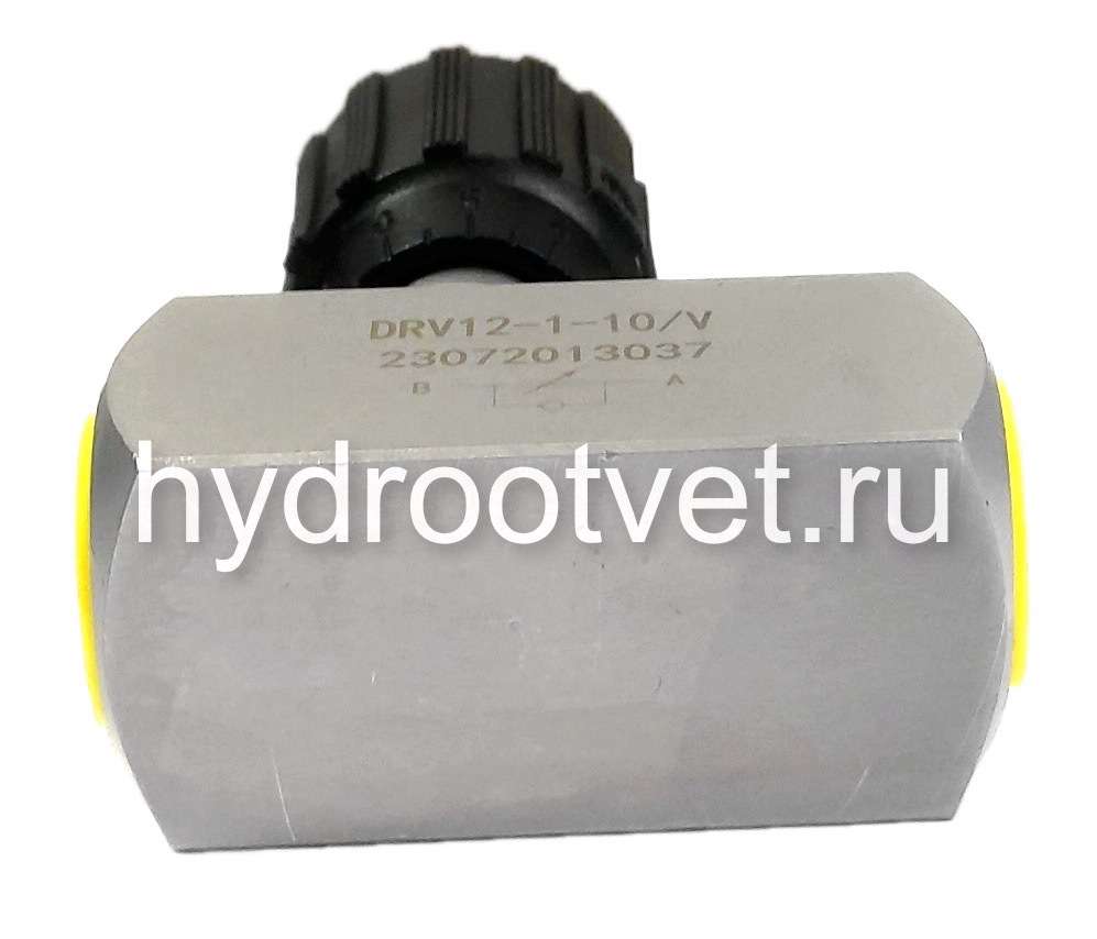 DRV12-1-10/V - Дроссель трубного монтажа c рукояткой, G1/2, обратный клапан - есть