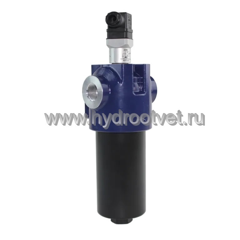 WKFLNDBN/HC250DDF10C1.X - Линейный фильтр гидравлический сдвоенный модели FLND тонкость фильтрации 10 мкм, типоразмер 250, вид присоединения: резьба G11/2, материал корпуса - алюминий, рабочее давление до 25 бар, электрический индикатор загрязнения