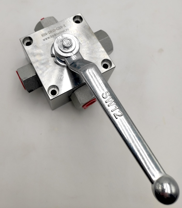 KHB-KH4-DN10-G3/8-X-1112 - Шаровой кран 4/3 на высокое давление, резьба G3/8'', закрытые центры