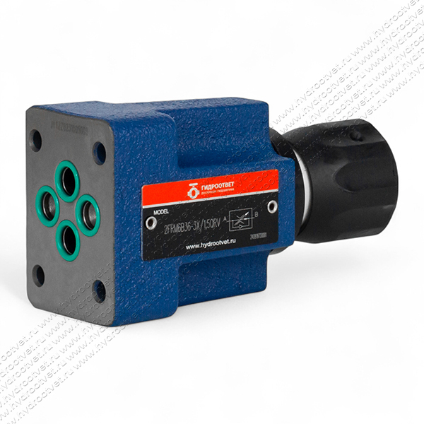 2FRM6B36-3X/1,5QRV - Регулятор расхода Ду 6 для монтажа на плиту, номинальный расход 1,5 л/мин, B = без доп. канала (стандарт), обратный клапан - есть