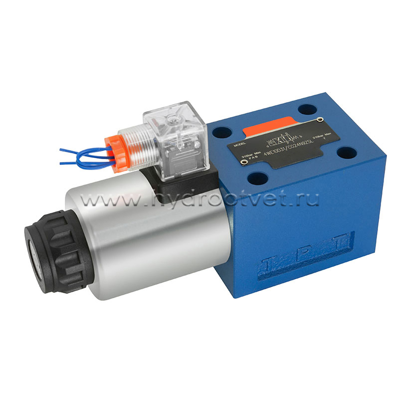 4WE10D31/CG24N9K4/V - Гидрораспределитель золотниковый Ду 10 с электроуправлением G24, схема D (574А), возврат - пружинный