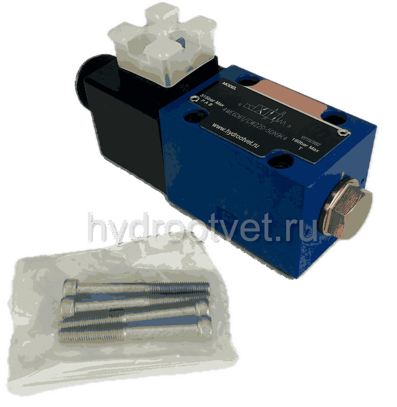 4WE6D61/CW220-50N9K4 - Гидрораспределитель золотниковый Ду 6 с электроуправлением, схема D (574А), электроуправление W230, возврат - пружинный
