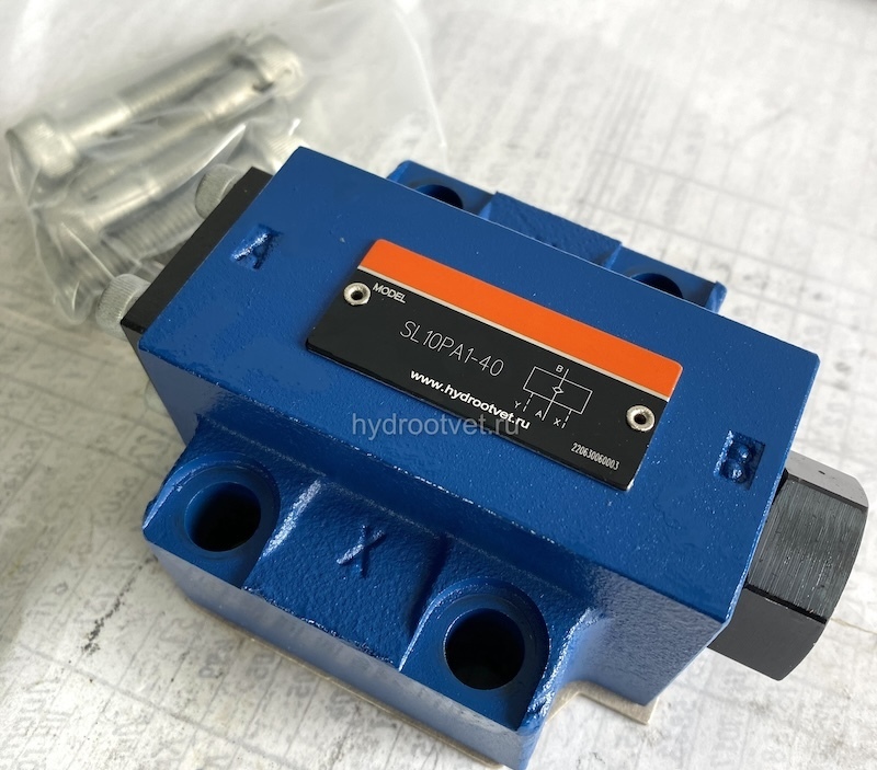 SV10PB1-40 - Гидрозамок для монтажа на плиту Ду10, дренаж - P = нет, В = без предварительного открытия, давление открытия 1,5 бар