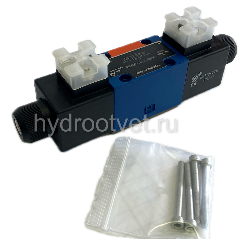 3WE6A61/OFCW220-50N9K4 - Гидрораспределитель золотниковый Ду 6 с электроуправлением, схема A (573/ОФ), электроуправление W230, возврат - OF = без пружины, с фиксатором