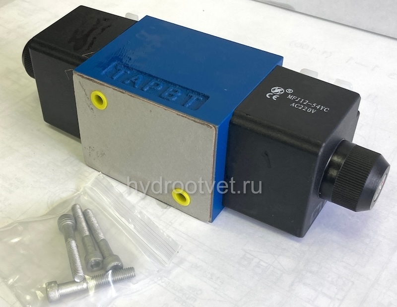 4WE10D31/OCW110-50N9K4 - Гидрораспределитель золотниковый Ду 10 с электроуправлением W110, схема D (574А/О), возврат - O = без пружины