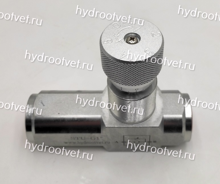 STU-G1-1111-1 - Дроссель трубного монтажа c рукояткой, G1'', с обратным клапаном