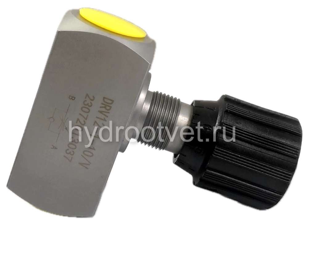 DRV12-1-10/V - Дроссель трубного монтажа c рукояткой, G1/2, обратный клапан - есть