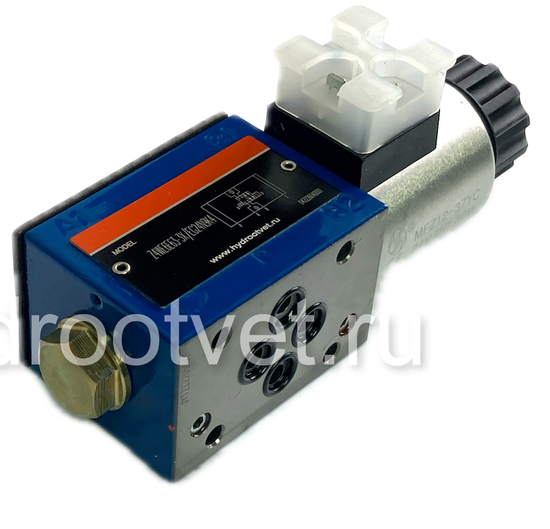 Z4WE6E63-3X/EG24N9K4 - Гидрораспределитель золотниковый Ду 6 модульного монтажа с электроуправлением, схема E63, электроуправление G24, возврат - пружинный