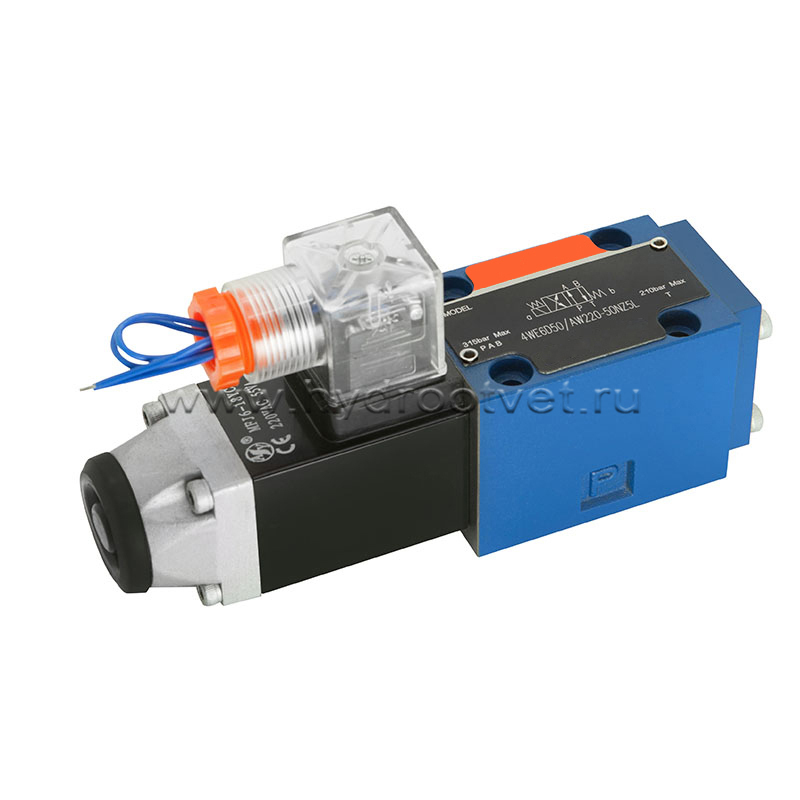 4WE6Y61/CW220-50N9K4 - Гидрораспределитель золотниковый Ду 6 с электроуправлением, схема Y (574Е), электроуправление W230, возврат - пружинный