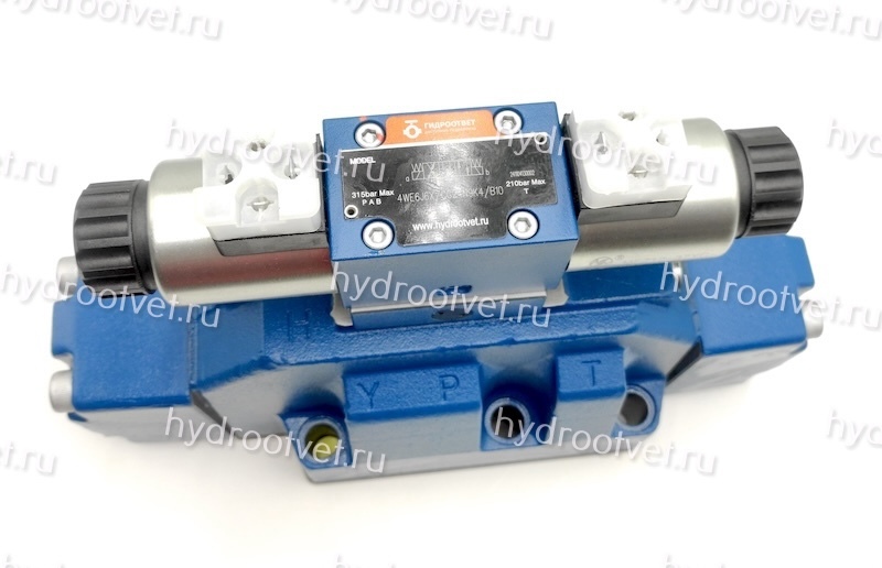 H-4WEH25E6X/6EG24N9ETK4/B10D3 - Гидрораспределитель с электроуправлением Ду25 схема E (44), напряжение G24, каналы управления ET - X и Y - внутренние