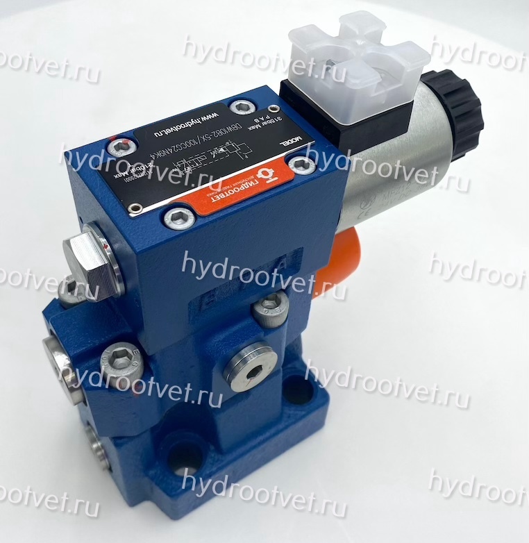 DBW10B2-5X/100CG24N9K4 - Предохранительный клапан Ду10 с давлением настройки до 100 бар, управление - X и Y - внутренние с разгрузкой B = открыт с электроуправлением G24