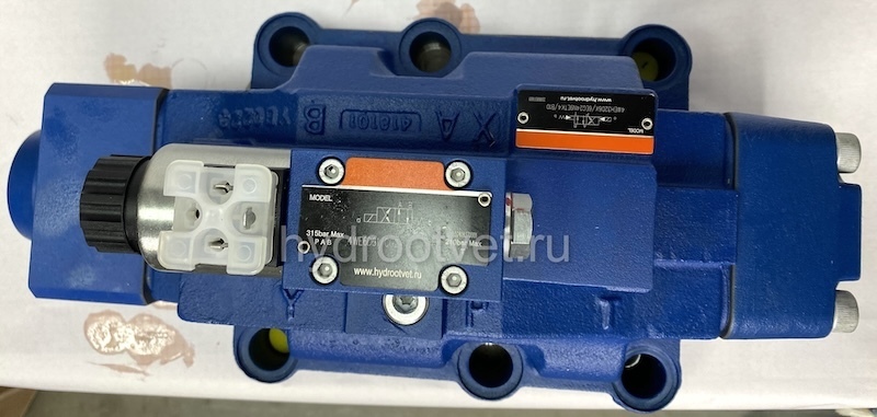 4WEH32D6X/6EG24N9EK4/B10 - Гидрораспределитель с электроуправлением Ду32 схема D (574А), напряжение G24, каналы управления E = X - внутр. и Y - внеш.