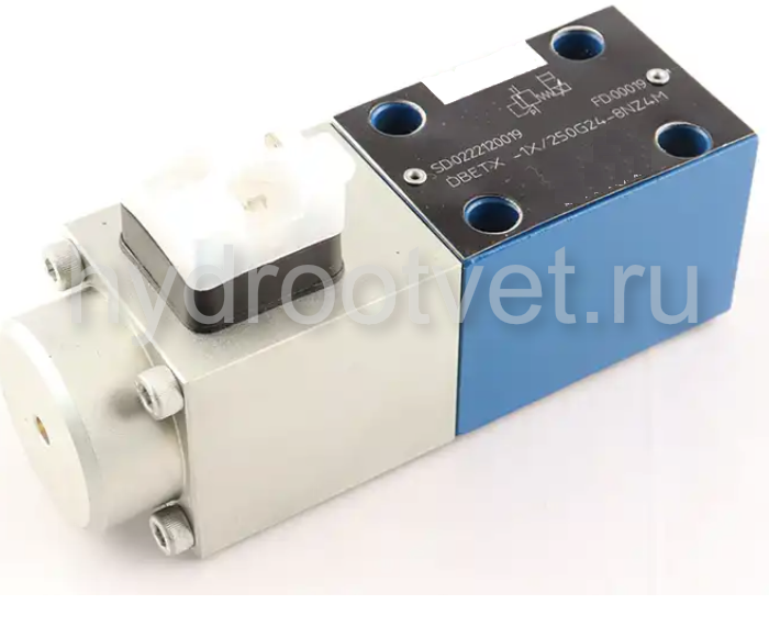 DBETX–1X/250G24–25NZ4M - Пропорциональный предохранительный клапан (расход до 1 л/мин), давление регулировки до 250 бар, сила тока на катушке 2.5 A max