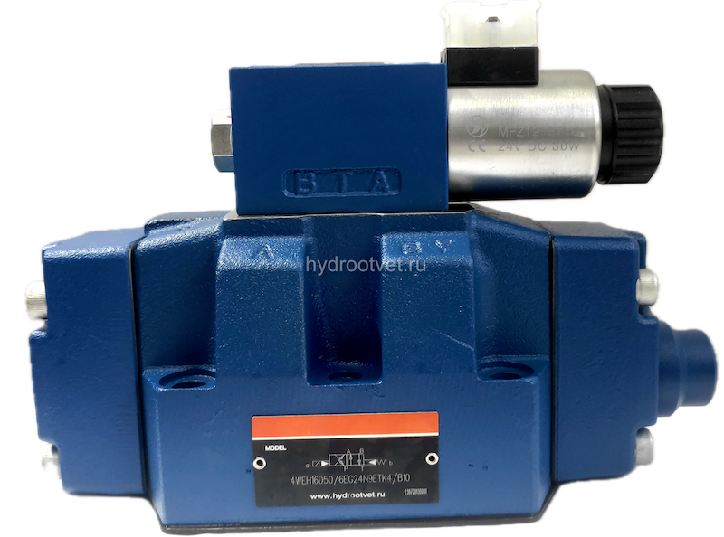 4WEH16D7X/6EW110N9ETK4/B10 - Гидрораспределитель с электроуправлением Ду16 схема D (574А), напряжение W110, каналы управления ET - X и Y - внутренние