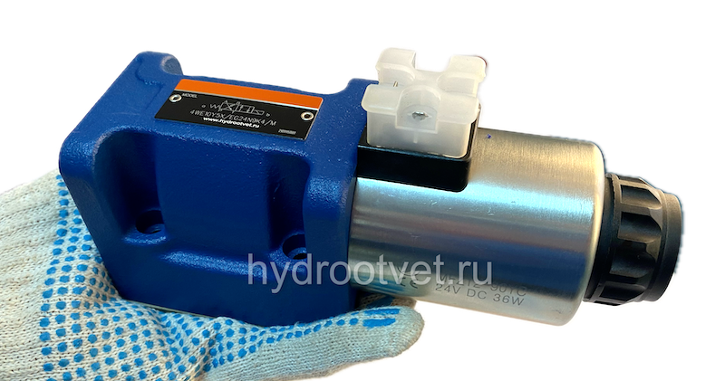 4WE10JA5X/EG24N9K4/M - Гидрораспределитель золотниковый Ду 10 (серия 5X) с электроуправлением G24, схема JA (34-1), возврат - пружинный