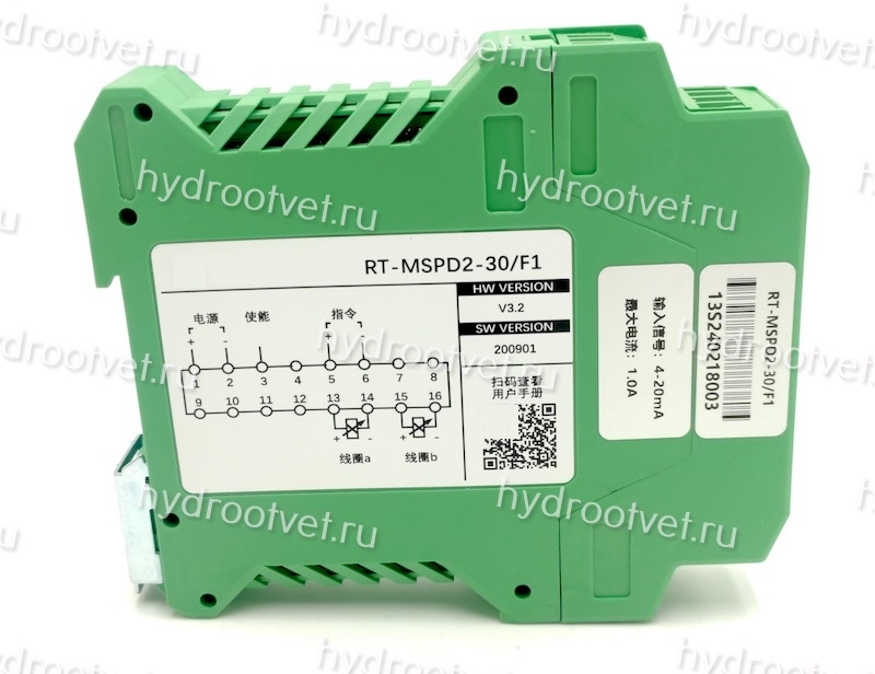 RT-MSPD2-30/F1 - Электронный усилитель внешний для управления клапаном - пропорциональный гидрораспределитель 4WRZ, 4WRA, 3DREP, сигнал 4-20 мА