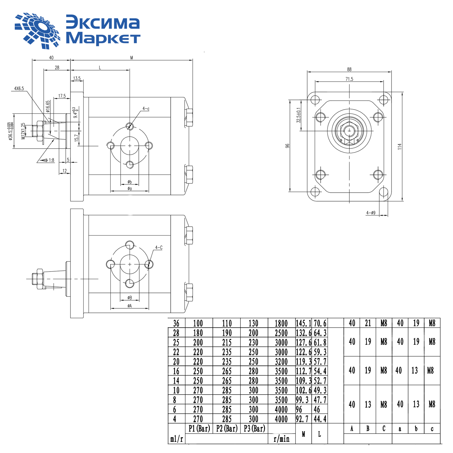 Гидравлические шестеренные  насосы серии GHP2-D-22