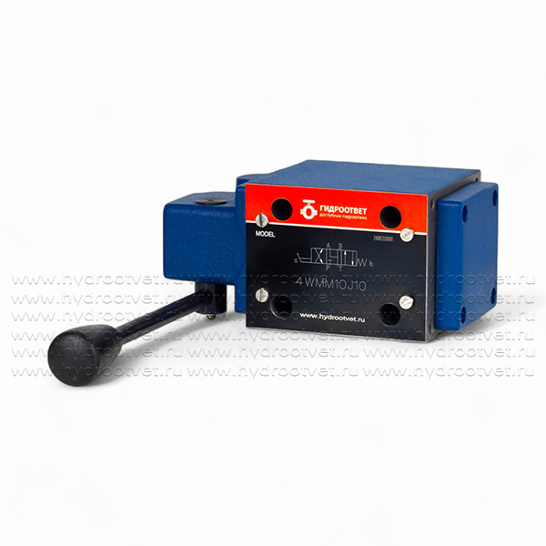 4WMM10J10 - Гидрораспределитель Ду 10 с ручным управлением, схема J (34), возврат - пружинный