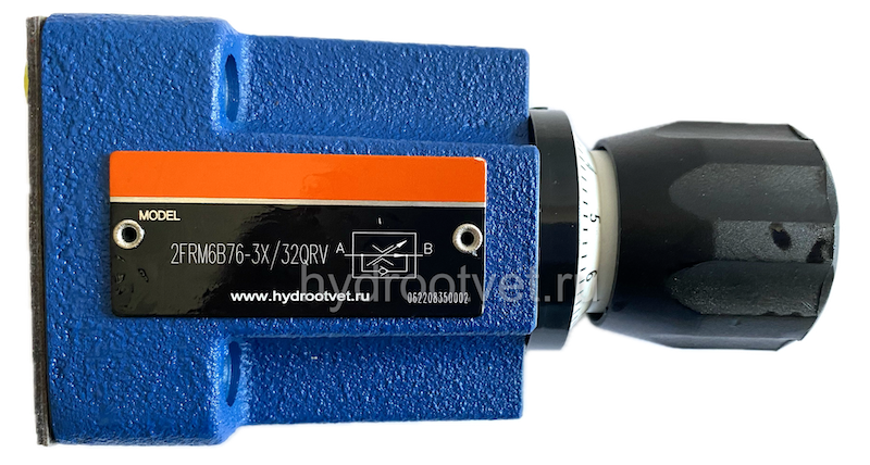 2FRM6B76-3X/16QRV - Регулятор расхода Ду 6 для монтажа на плиту, номинальный расход 16 л/мин, B = без доп. канала (стандарт), обратный клапан - есть