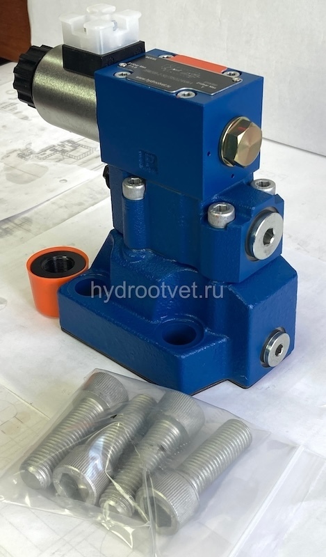 DBW20B2-5X/200CW110-50N9K4 - Предохранительный клапан Ду25 с давлением настройки до 200 бар, управление - X и Y - внутренние с разгрузкой B = открыт с электроуправлением W110