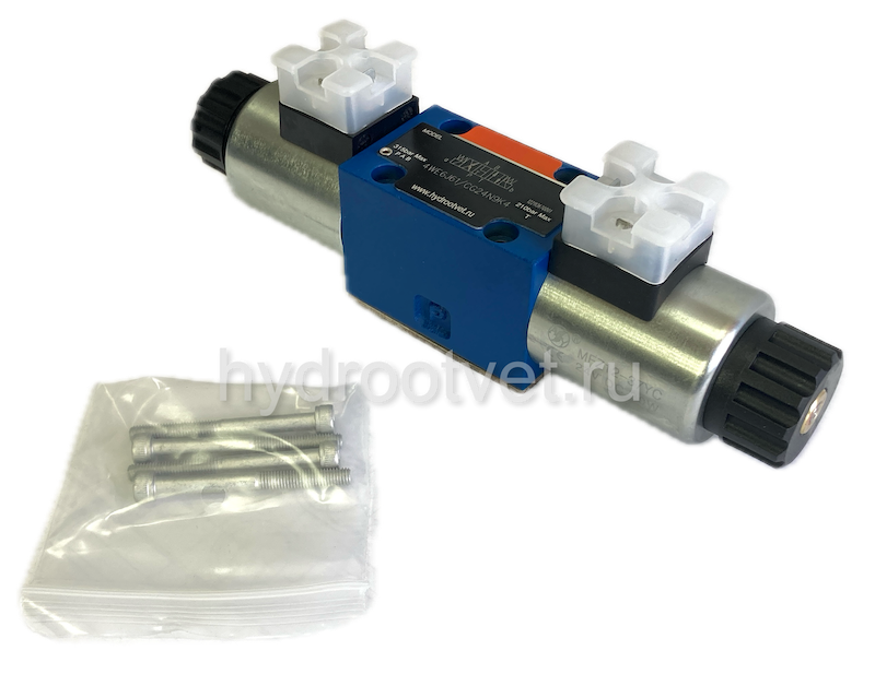 4WE6P61/CG24N9K4 - Гидрораспределитель золотниковый Ду 6 с электроуправлением, схема P (154), электроуправление G24, возврат - пружинный