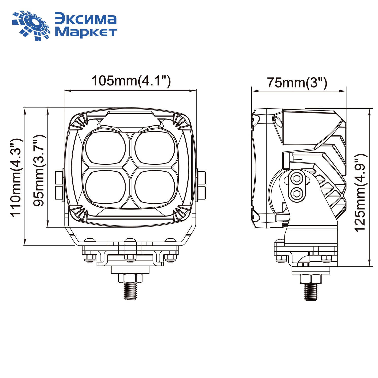 Светодиодная рабочая фара PRO-Lights EX-S4018 40W