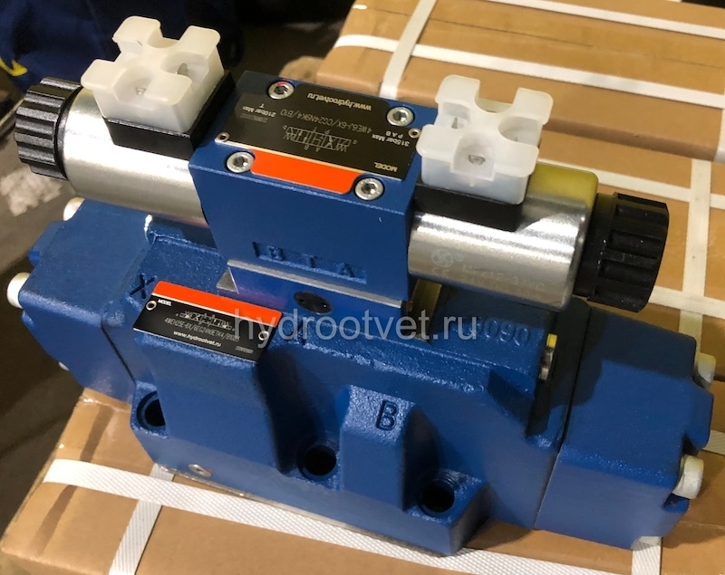 H-4WEH25E6X/6EG24N9ETS2K4/B10D3 - Гидрораспределитель с электроуправлением Ду25 схема E (44), напряжение G24, каналы управления ET - X и Y - внутренние