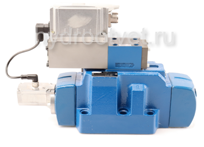 4WRLE25W6-350LJ-4X/MXY/24A1 - Пропорциональный сервораспределитель с обратной связью по положению золотника и со встроенным усилителем (OBE), Ду25, A1 = ±10 В, номинальный расход 350 л/мин, схема W, каналы управления XY = X и Y внешние