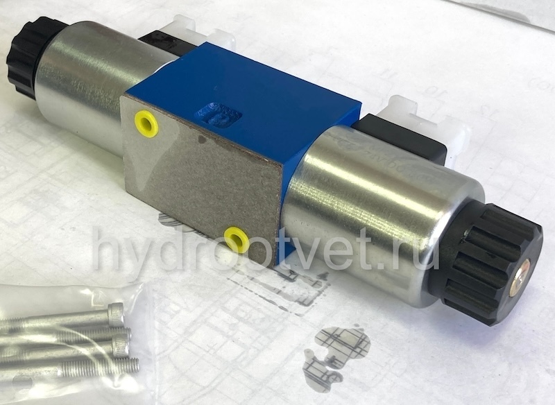 4WE6T61/CG24N9K4 - Гидрораспределитель золотниковый Ду 6 с электроуправлением, схема T (64А), электроуправление G24, возврат - пружинный
