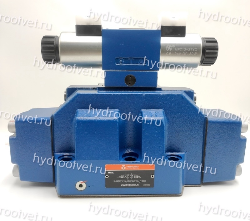 H-4WEH25E6X/6EG24N9ETK4/B10D3 - Гидрораспределитель с электроуправлением Ду25 схема E (44), напряжение G24, каналы управления ET - X и Y - внутренние