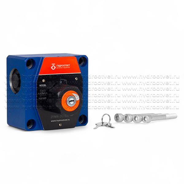 2FRM16-2X/160L - Регулятор расхода Ду16 для монтажа на плиту, номинальный расход 160 л/мин, регулировка компенсатора - нет