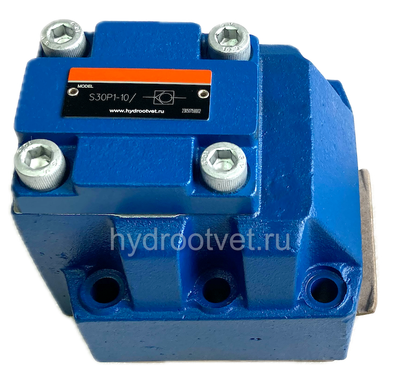 S30P1-10/ - Обратный клапан для монтажа на плиту Ду32, давление открытия 0,5 бар, уплотнение NBR