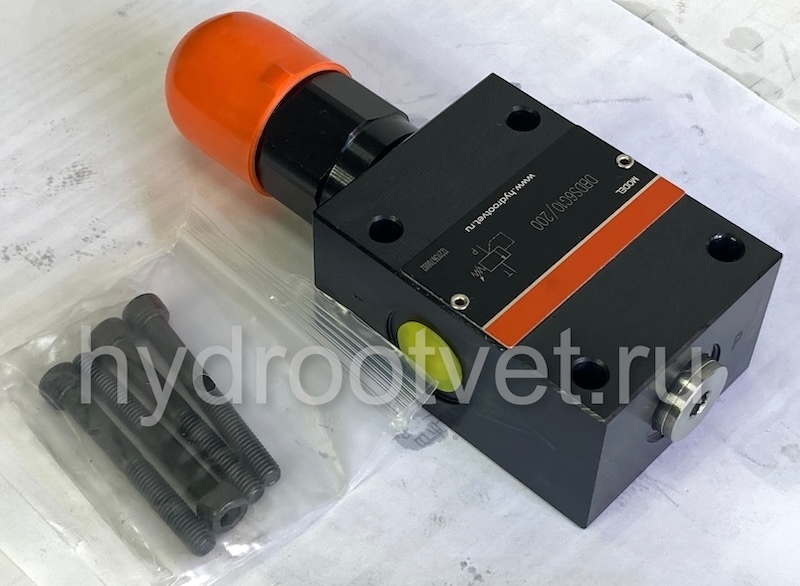 DBDH6G1X/200 - Предохранительный клапан прямого управления Ду6, давление регулировки до 200 бар, тип монтажа - резьбовой, элемент регулировки H = рукоятка