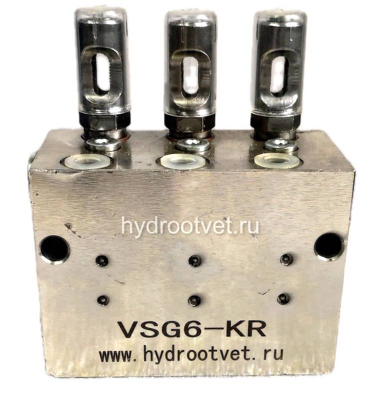 VS-60-1 - Питатель для двухлинейных систем смазки с рабочим давлением 200 бар, количество выходов 1, максимальная доза 14 мл/цикл, с регулятором и индикатором