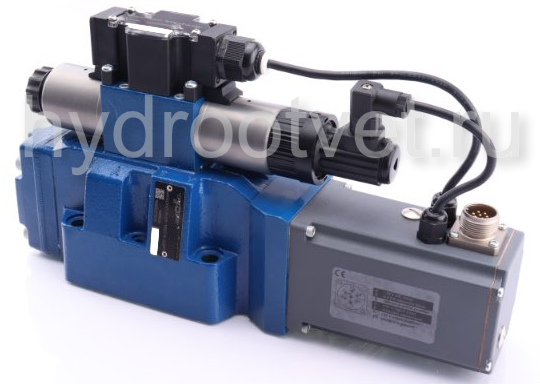 4WRTE16V1-125L-4X/6EG24ETK31/A1M - Пропорциональный быстродействующий распределитель с обратной связью по положению золотника и со встроенным усилителем (OBE), Ду16, A1 = ±10 В, номинальный расход 125 л/мин, схема V1-, каналы управления ET = X и Y - внутр